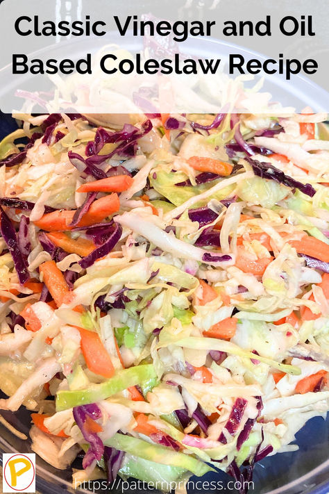 Here’s a tangy and crunchy vinegar and oil coleslaw recipe that’s perfect for those who prefer a coleslaw without mayo. This version uses a simple dressing made with apple cider vinegar, resulting in a flavorful and refreshing slaw. Carolina Slaw Recipe Cider Vinegar, Coleslaw Vinaigrette Dressing, Oil Based Coleslaw Recipe, Best Vinegar Coleslaw Recipe, Easy Vinegar Coleslaw Recipe, Oil And Vinegar Coleslaw Dressing, Apple Cider Vinegar Coleslaw Recipe, Vinegar Slaw Dressing, Cole Slaw Recipe Vinegar Mayo