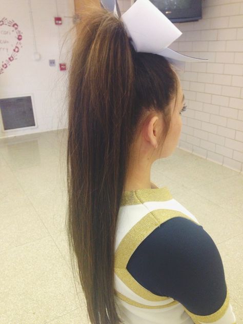 Cheer Ponytail, High School Cheerleading, Cheer Team Gifts, School Cheerleading, Cheer Hair, High Ponytail, Cheer Team, High Ponytails, Team Gifts