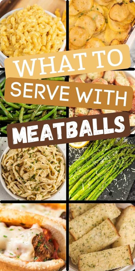 Try these easy and delicious side dishes for meatballs. Learn what to Serve with Meatballs for a tasty dinner that the entire family will love. #eatingonadime #meatballs #sidedishes #sidedishrecipes Bbq Meatball Dinner Ideas, Bbq Meatball Sides, Bbq Meatballs Side Dishes, Porky Pine Meatballs, What To Serve With Meatballs, Meatball Side Dishes, Spicy Chicken Meatballs, Easy Dinner Sides, Garlic Meatballs