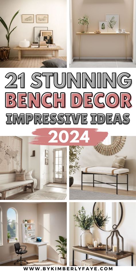 Stunning Bench Decor Ideas That Are Guaranteed To Impress Wall Art Over Bench, Bench Styling Bedroom, Hallway Bench Decorating Ideas, Entry Bench With Pictures Above, Style A Bench Entryway, Mirror Behind Bench Entryway, Decorating A Bench In Living Room, Decorate Bench Entryway, Decor Above Entryway Bench