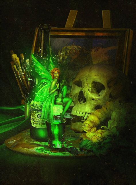 la Fee Verte by Incantata Green Fairy Absinthe, Absinthe Art, Absinthe Fairy, Green Fairy, Wow Art, Foto Art, Fairy Angel, Absinthe, Fairy Art