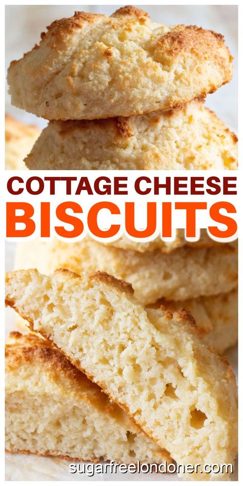 My light and fluffy protein biscuits contain over 10g of protein each! These easy, tasty cottage cheese biscuits require only 7 ingredients and are ready in under 20 minutes. Cottage Cheese Biscuits Recipe, Cottage Cheese Lunch Ideas, Cottage Cheese Biscuits, Cheese Biscuits Recipe, Protein Biscuits, Simple Food Ideas, Healthy Biscuits, Cottage Cheese Recipes Healthy, Cheese Keto