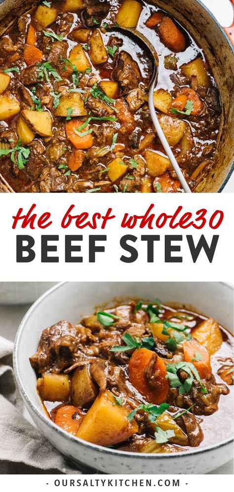 Whole 30 Chuck Roast Recipes, Dutch Oven Recipes Healthy Clean Eating, Chuck Roast Stew, Beef Stew Gluten Free, Whole 30 Beef Stew, Paleo Beef Stew, Beef Stew Healthy, Dutch Oven Beef Stew, Braised Beef Stew