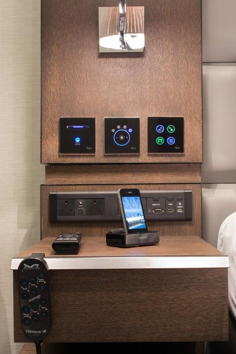 5 Smart Hotels around the world that highlight this new global trend - Hotelier Academy Hidden Appliances, Hotel Bedrooms, Hotel Ideas, Hotel In London, Switch Socket, Smart Home Design, Hotel Bedroom, Hotel Services, Hotel Interior Design