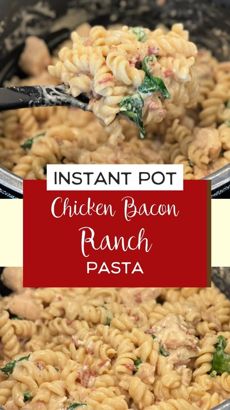 Bacon Ranch Pasta, Chicken Ranch Pasta, Chicken Bacon Ranch Pasta, Chicken Bacon Ranch Casserole, Pot Recipes Healthy, Ranch Pasta, Pot Recipes Easy, Recipes Beef, Instant Pot Recipes Chicken