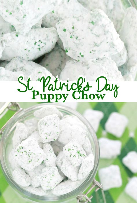 This St. Patrick's Day Puppy Chow is great way to celebrate the holiday. It's cheap and easy, the perfect combination for a fun, seasonal recipe. #StPatricksDay #StPattysDay #MuddyBuddy #PuppyChow St Patricks Food, St Patrick Day Snacks, St Patricks Day Drinks, St Patricks Day Food, Recipe Cover, Wedding Traditions, Puppy Chow, Chex Mix, Wedding Guest Book Alternatives