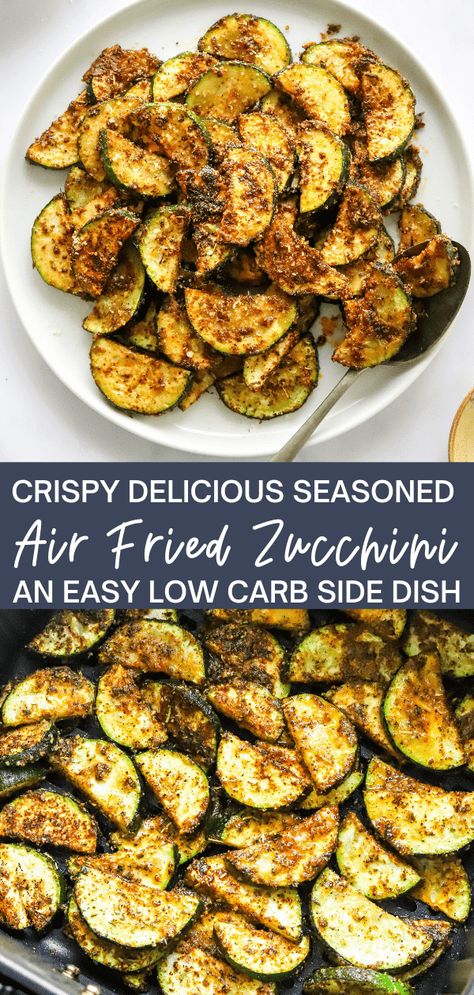 Gluten Free Side Dish, Gluten Free Side, Low Carb Side Dish, Keto Veggies, Air Fryer Zucchini, Low Carb Side, Zucchini Side Dishes, Air Fryer Oven Recipes, Ninja Recipes