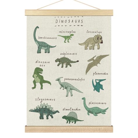 PRICES MAY VARY. Product Size - The size of the poster hanger frame is 12 x 16 inches. Our wall decor set include scroll hanging frame, it is dust-proof, wrinkle-resistant, vibrant in color, and odorless. Room decor aesthetic - High-quality beige linen canvas wall art with unique theme designs such as Bohemian style, modern style, mid-century style, vintage style, and more, giving you more choices to better decorate your home. Perfect Gift - The perfect gift for children, son, daughter, teacher, Dinosaur Themed Nursery Boy, Nursery Ideas Dinosaur Theme, Outdoorsy Room Decor, Baby Boy Nursery Dinosaur Theme, Toddler Boy Room Wall Decor, Toddler Dinosaur Bedroom, Dino Nursery Theme, Boys Room Theme, Dinosaur Baby Room Nurseries