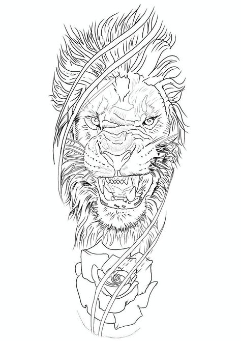 Lion Tattoo Stencil Outline, Roaring Lion Tattoo Stencil, Lion Tattoo Stencil Drawings, Lion Head Tattoo Stencil, Lion Tattoo Design Stencil, Lion Tattoo Drawing, Lion Tattoo Stencil, Koi Fish Drawing Tattoo, Family Sleeve Tattoo