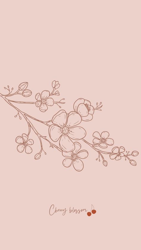 Red Cherry Blossom Drawing, Cherry Blossom Fairy Tattoo, Cherry Blossom Tree Branch Drawing, Cherry Blossom Outline Drawing, Japanese Flowers Drawing Cherry Blossoms, Cherry Blossom Illustration Drawings, Cherry Blossoms Sketch, Cherry Blossom Aesthetic Drawing, Sakura Flower Drawing Easy