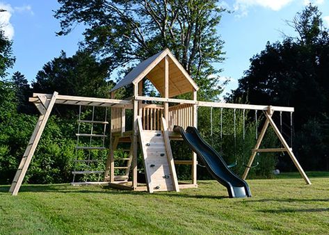 Playground Backyard Diy, Kids Garden Play Area, Swing Set Plans, Backyard Play Spaces, Swing Set Diy, Backyard Playset, Northern White Cedar, Kids Backyard Playground, Play Area Backyard