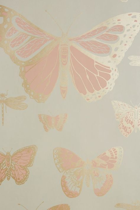 Lepidoptera Wallpaper | Anthropologie Chic Cabin, Wallpaper Anthropologie, Butterfly Nursery, Wallpaper Ceiling, Kids Bedroom Inspiration, House Design Exterior, Candle Store, Bathroom Wallpaper, Cole And Son