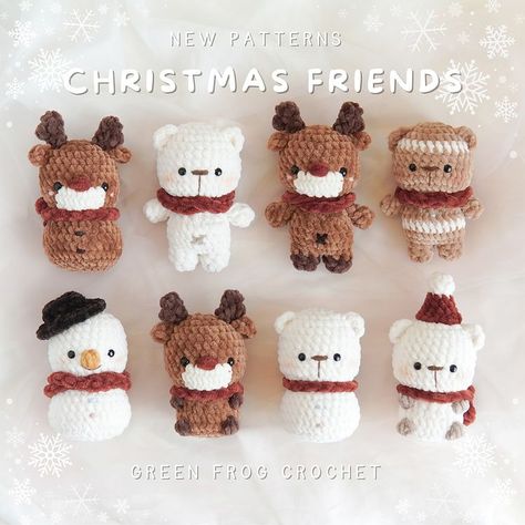 [New Pattern] Hi friends! I am so happy to say that my patterns for the farm animals are available in English on my website and Etsy. This… | Instagram Reindeer Amigurumi Pattern, Crochet Patterns For Christmas Gifts, Christmas Arugami, Christmas Crochet Patterns Amigurumi, Crochet Christmas Party Favors, Crochet Hello Kitty And Friends, Snowman Doll Pattern, Mini Plush Amigurumi, Mini Christmas Amigurumi