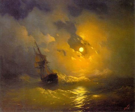 Art Mini Toile, Romanticism Artists, Excel Tips, Rough Seas, 19th Century Paintings, Russian Painting, Marine Art, Ship Paintings, Easy Canvas Art