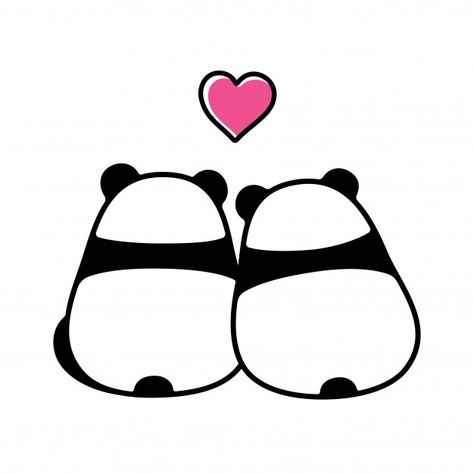 Panda linda pareja enamorada Vector Prem... | Premium Vector #Freepik #vector #boda #corazon #amor #mano Couple Panda Drawing, Cute Black Drawings, Cute Animals In Love Drawings, Panda Pictures Cartoon, Two Pandas Drawing, Cute Couple Animals Drawing, Cute Love Cartoons Drawings, Minimal Love Art, Cute Drawings Couples