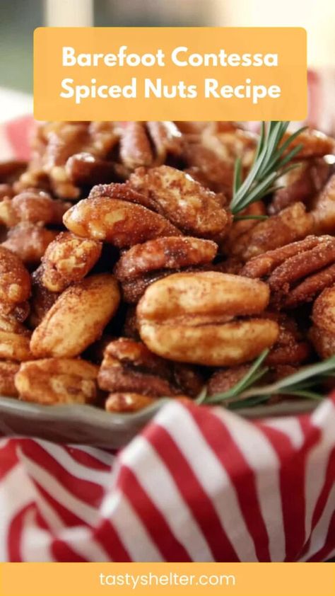 Barefoot Contessa Spiced Nuts Recipe – Tasty Shelter Spiced Nut Recipes, Rosemary Nuts Barefoot Contessa, Savory Nuts Recipe Snacks, Roasted Nut Recipes, Savoury Nuts Recipe, Sweet And Savory Nuts Recipe, Bar Nuts Recipes, Holiday Nuts Recipes Christmas Gifts, Holiday Nuts Recipes