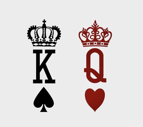 Couple Wrist Tattoos, Playing Card Tattoos, Couple Tat, Queen Of Hearts Tattoo, Partner Tattoos, Cute Couple Tattoos, Crown Tattoo Design, Couples Tattoo Designs, Queen Tattoo