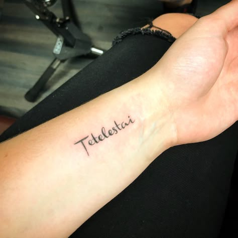 As His last words on the cross, Jesus said in Hebrew “Tetelestai- It is finished. Paid in full.” John 19:30 #tattoo #christian #believer #christiantattoo #womenstattoo #small #smalltattoo #bible Teletestai Tattoo, Tetalistai Tattoo, It Is Finished Tattoo Hebrew, Christian Hebrew Tattoo, Christian Hebrew Tattoos For Women, Hebrew Christian Tattoo, Christian Wrist Tattoos For Women, Saved Tattoo Christian, For Such A Time As This Tattoo