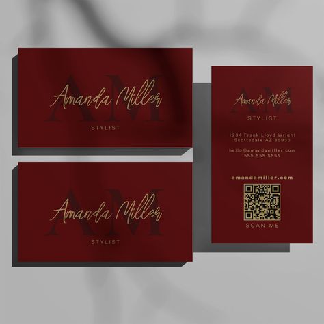 Business Card Red, Chic Business Card, Office Stationary, Qr Code Business Card, Luxury Business Cards, Black Business Card, Minimalist Business Cards, Salon Ideas, Elegant Business Cards