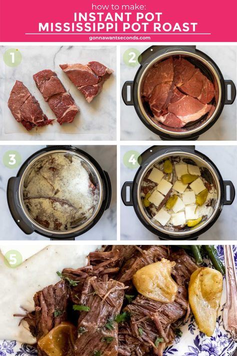 Southern Pot Roast, Instant Pot Mississippi Pot Roast, Pot Roast Instant Pot, Roast Instant Pot, Pot Roast Gravy, Almond Paste Recipes, Roast Gravy, Crockpot Roast Recipes, Pot Roast Crock Pot Recipes