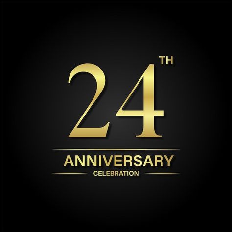 24th Anniversary, Anniversary Celebration, Black Background, Premium Vector, Black Backgrounds, Graphic Resources, Gold Color, Celebrities, Gold