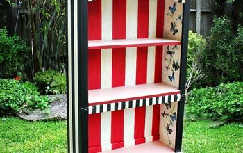 alice in wonderland bookcase, chalk paint, painted furniture Circus Room, Mark Montano, Mackenzie Childs Furniture, Bookshelf Makeover, Old Bookcase, Whimsical Painted Furniture, Whimsical Furniture, Americana Decor, Circus Theme