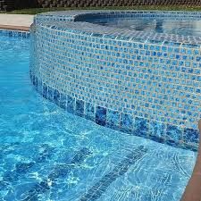 Swimming Pool Designs Luxury, Npt Pool Tile, Porcelain Pool Tile, Pool Tile Designs, Golf House, Mosaic Pool Tile, Outdoors Ideas, Pools Backyard Inground, Pool Finishes