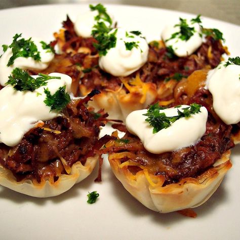 Phyllo Bites, Bison Recipes, Bison Meat, Cheesesteak Recipe, Bbq Spice, Crowd Pleasing Appetizers, Tasty Recipe, Cheese Recipes, Pork Recipes