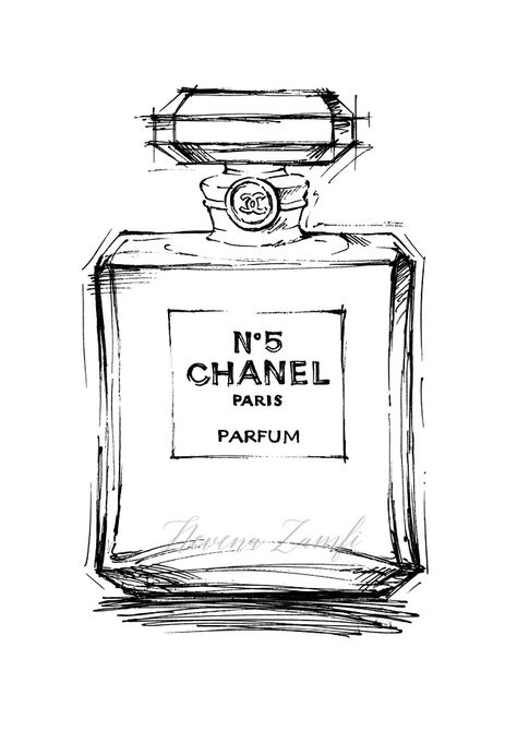 Perfume Drawing Chanel No For Free Download - Chanel No 5 Drawing Chanel Perfume Bottle, Megan Hess, Bottle Drawing, Chanel Art, Art Sketches Doodles, Object Drawing, Chanel No 5, Chanel Perfume, Easy Drawings Sketches