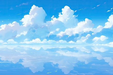 Cute Pc Background Desktop Wallpapers, Anime Sky Background, Anime Sky Aesthetic, Sky Aesthetic Anime, Clouds Header, Anime Clouds Sky, Anime Blue Sky, Blue Clouds Aesthetic, Sky Banner