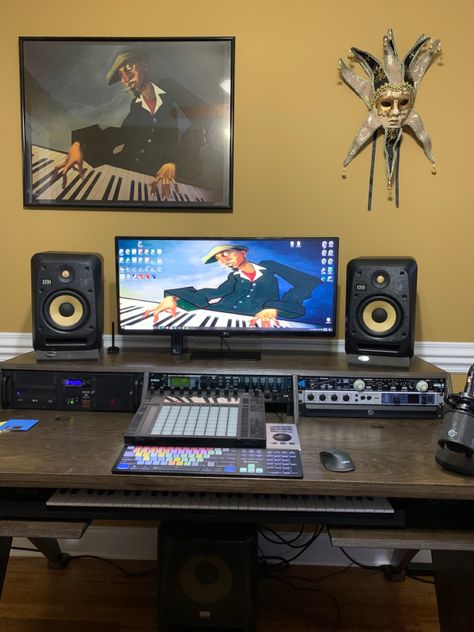 Studio Desk, Game Websites, Cyberpunk Style, Music Labels, Sound Design, Recording Studio, Home Studio, Musician, Home Office