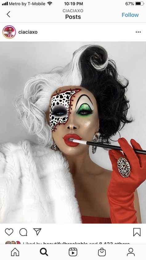 Cruella Deville Makeup, Grinch Halloween, Witches And Warlocks, Creative Halloween Makeup, Devil Makeup, Holloween Makeup, Cute Halloween Makeup, Halloween Makeup Diy, Halloween Beauty