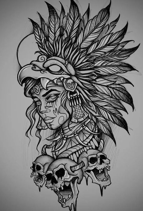 Chest Tattoo Stencils, Aztec Warrior Tattoo, Aztec Drawing, Horse Tattoo Design, Mayan Tattoos, Catrina Tattoo, P Tattoo, African Tattoo, Mexican Art Tattoos