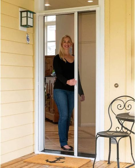 This Costco Product Turns Any Door into a Screen Door | Apartment Therapy Screen Door Handle, Exterior Door Frame, Retractable Screen Door, Retractable Door, Sliding Screen Doors, Porch Windows, Slider Door, Retractable Screen, Screen Doors