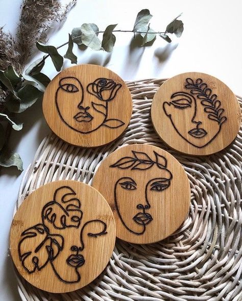 Wood Coasters Diy, Wood Burned Gifts, Nativity Scene Diy, Engraved Wood Coasters, Beginner Wood Burning, Wood Burn Designs, Wood Jewelery, Wood Burning Crafts, Wood Burning Patterns