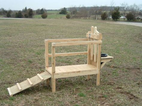 goat feeder plans | CLICK HERE: To Request Quote Including Delivery From Our Location To ... Goat Stand, Diy Wooden Bench, Goat Milking Stand, Goat Feeder, Goat Playground, Livestock Shelter, Goat Shelter, Goat Pen, Goat Milking