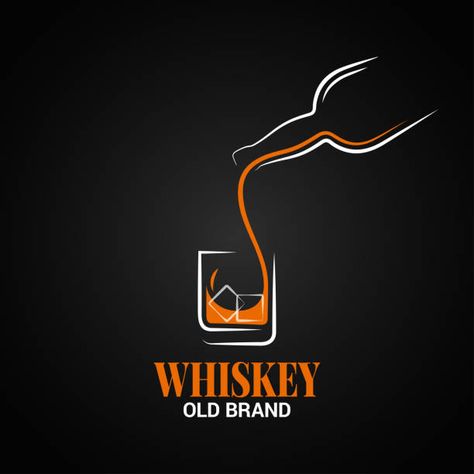 Liquor Logo Design, Bar Logo Design Ideas, Whiskey Design Graphics, Whiskey Art Illustrations, Bourbon Logo Design, Whisky Illustration, Whiskey Illustration, Liquor Logo, Alcohol Logo