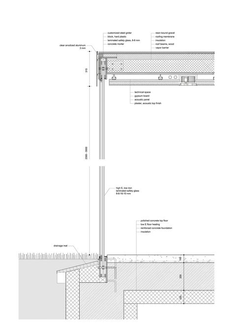 Wall Section Detail, Curtain Wall Detail, Junya Ishigami, Hotel Floor Plan, Glass Pavilion, Center Park, Pavilion Architecture, Window Detail, Glass Curtain Wall