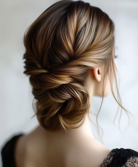 🌈 Glamorous Braids Updo Hairstyle: Sophisticated Updo Hairstyles Brown Hair Look Double Bun Updo, Updos That Cover Your Ears, On Trend Updos, Round Face Updo Hairstyles, Updo Hairstyles Brown Hair, Princess Updo, Hairstyles Brown Hair, Sophisticated Updo, Hairstyles Brown