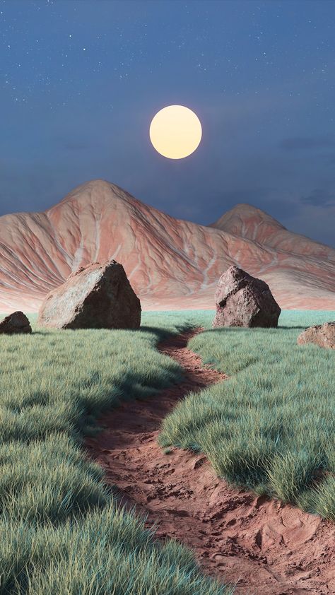 Landscape Space, Arte Inspo, Fantasy Landscape, 3d Art, Surrealism, Wallpaper Backgrounds, Photography Inspiration, Lightroom, The Moon