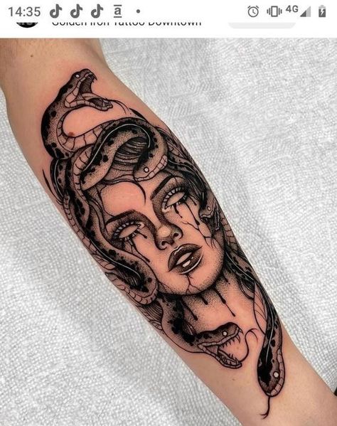 Medusa Tattoo Design, Armband Tattoo Design, Forearm Tattoo Women, Medusa Tattoo, Hand Tattoos For Women, Small Hand Tattoos, Arm Tattoos For Women, Makeup Tattoos, Snake Tattoo