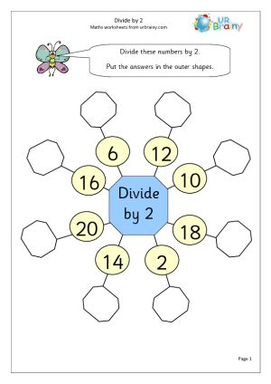 Divide by 2 (1) Division Maths Worksheets For Year 2 (age 6-7) Year 2 Maths Worksheets, Primary School Activities, Year 2 Maths, Math Division Worksheets, Math Multiplication Worksheets, Division Activities, Mental Maths Worksheets, Holiday Homework, Grade 6 Math