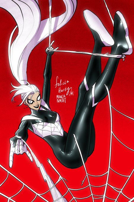 Night Spider Felicia Hardy, Night Spider, Spiderman Black Cat, Cat Spider, Spiderman Black, Felicia Hardy, Spider Design, Black Cat Marvel, Marvel Drawings