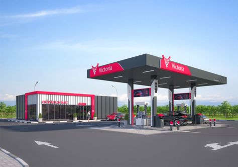 Street Food Design, Store Architecture, Commercial Design Exterior, Car Station, Station Service, Bathroom Floor Plans, Front Gate Design, Pump House, Old Gas Stations