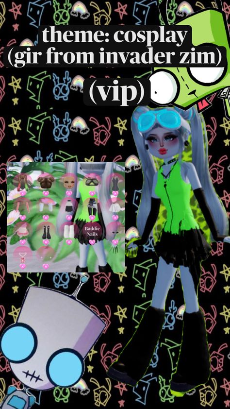 #gir #invader zim Gir From Invader Zim, Gir Invader Zim, Girly Dresses, Invader Zim, Dress To Impress