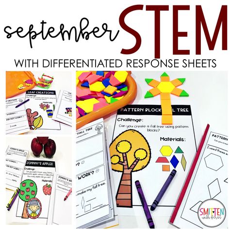 September Fall STEM Activities - Smitten with First Steam Activities Elementary, Fall Stem Activities, Stem Activities Kindergarten, Kindergarten Stem, Elementary Stem Activities, Donation Letter, September Activities, September Fall, Word Work Stations