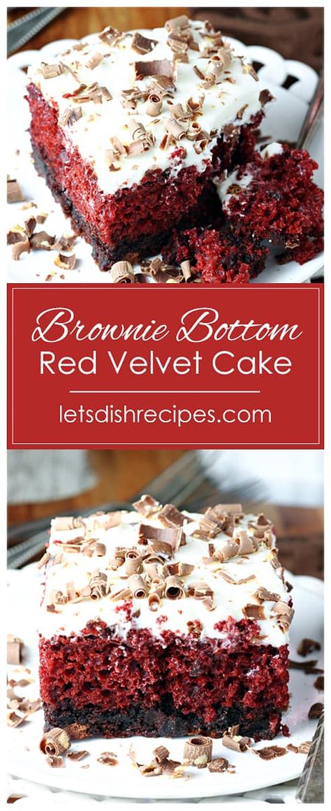 Brownie Bottom Red Velvet Cake Chocolate And Red Velvet Cake, Red Velvet And Chocolate Cake, Different Dessert Recipes, Red Velvet Cake Mix Ideas, Red Velvet Brownies From Box Cake Mixes, Red Velvet Dump Cake, Boxed Red Velvet Cake, Red Velvet Cake Mix Recipes, Chocolate Red Velvet Cake