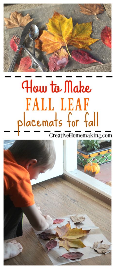 Placemats made from fall leaves are a fun Thanksgiving craft activity for kids of all ages. Preschool Placemats, Thanksgiving Placemats Preschool, Christian Thanksgiving Crafts, Kids Placemats, Leaf Placemats, Craft Thanksgiving, Craft Activity For Kids, Fall Crafts For Toddlers, Fun Thanksgiving Crafts