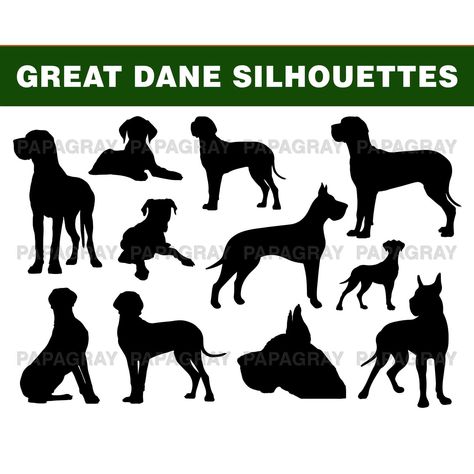 Great Dane Svg, Dog Cuts, Dane Dog, Great Dane Dogs, Dog Silhouette, Great Dane, Digital Download Etsy, Art Images, Pet Supplies