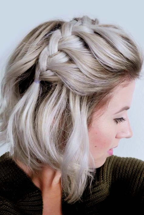 Side French Cool Braids For Short Hair #shorthairstyles #shorthair #hairstyles #bobhairstyles #braids New Short Hairstyles, French Braid Hairstyles, Short Braids, Short Hairstyles For Thick Hair, Penteado Cabelo Curto, Short Hair Styles Easy, Box Braids Hairstyles, Braids For Short Hair, Grey Hair